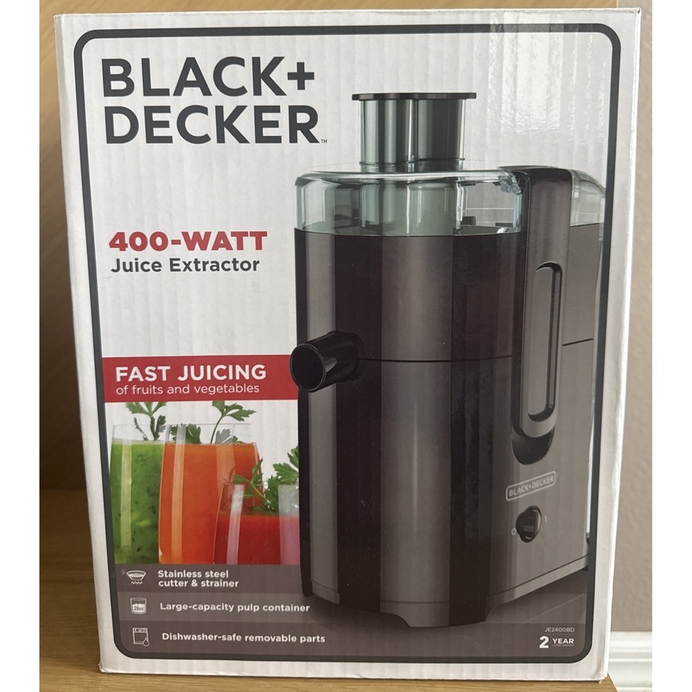 Black Decker 400 Watt Fruit Vegetable Extractor Juicer JE2400BD NEW In Box